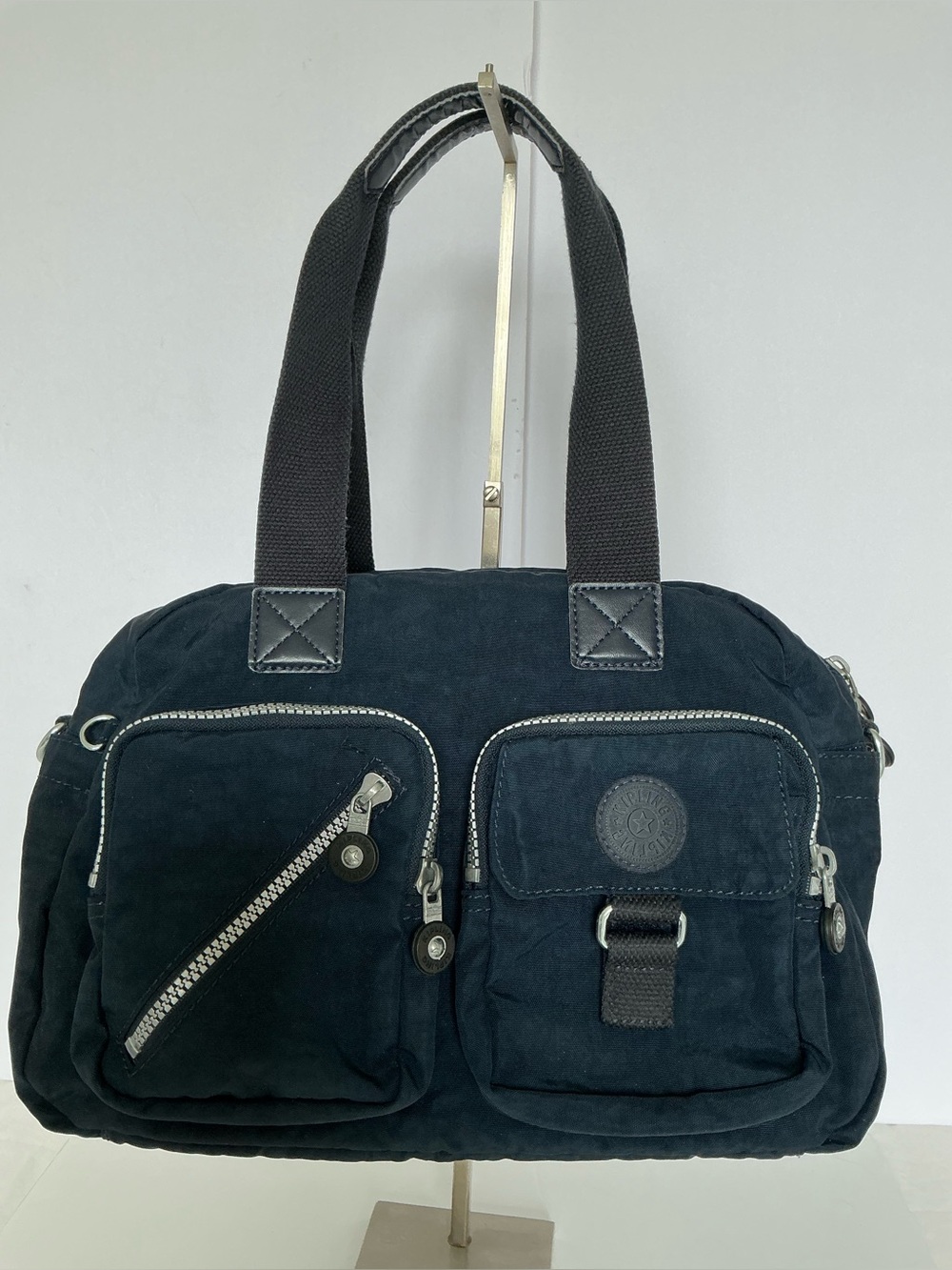 Kipling Defea Dark Navy Nylon Multi-Pocket Shoulder Messenger Tote Bag